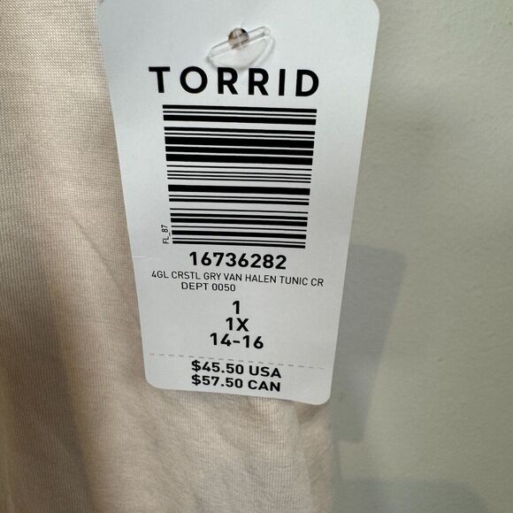 Torrid Van Halen TShirt Top Size 1 Small Crystal Ivory Music Band Tee Biker - Picture 5 of 8